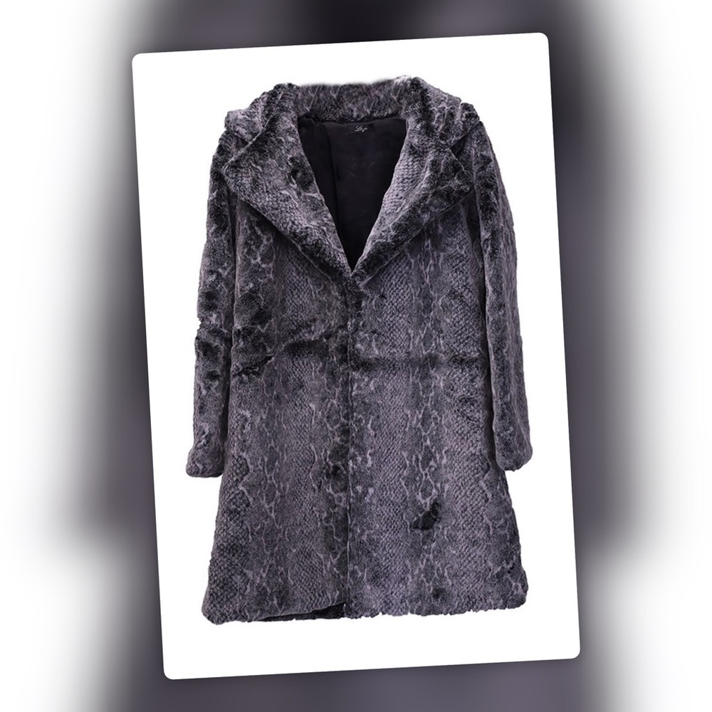 Snake / Python / Animal Print Fx Fur Fashion Coat - Picture 5 of 9